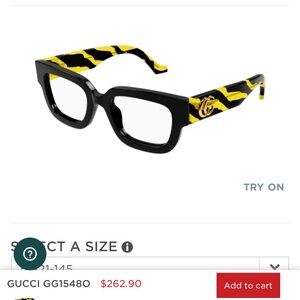 Gucci Womens Black and Yellow Glasses